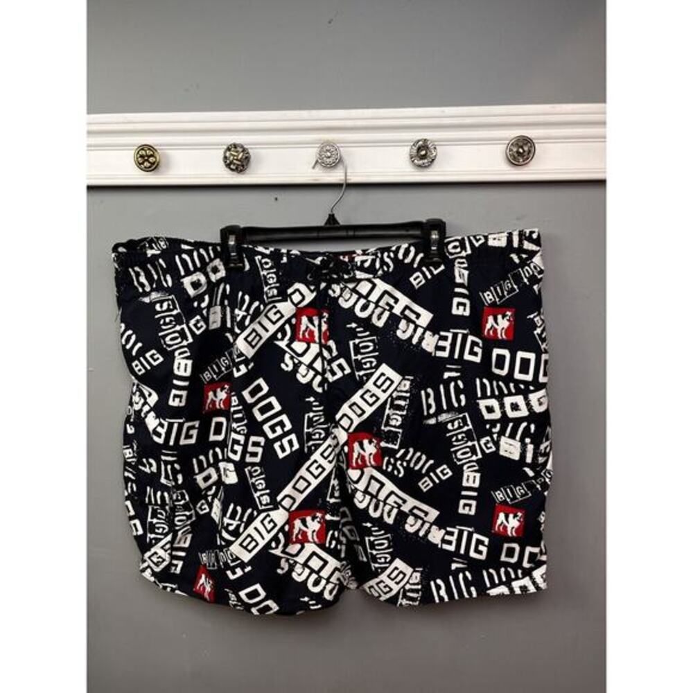 Big‎ Dogs Swim Trunks Mens 2X Mesh Drawstring Pockets All Over Print Pockets